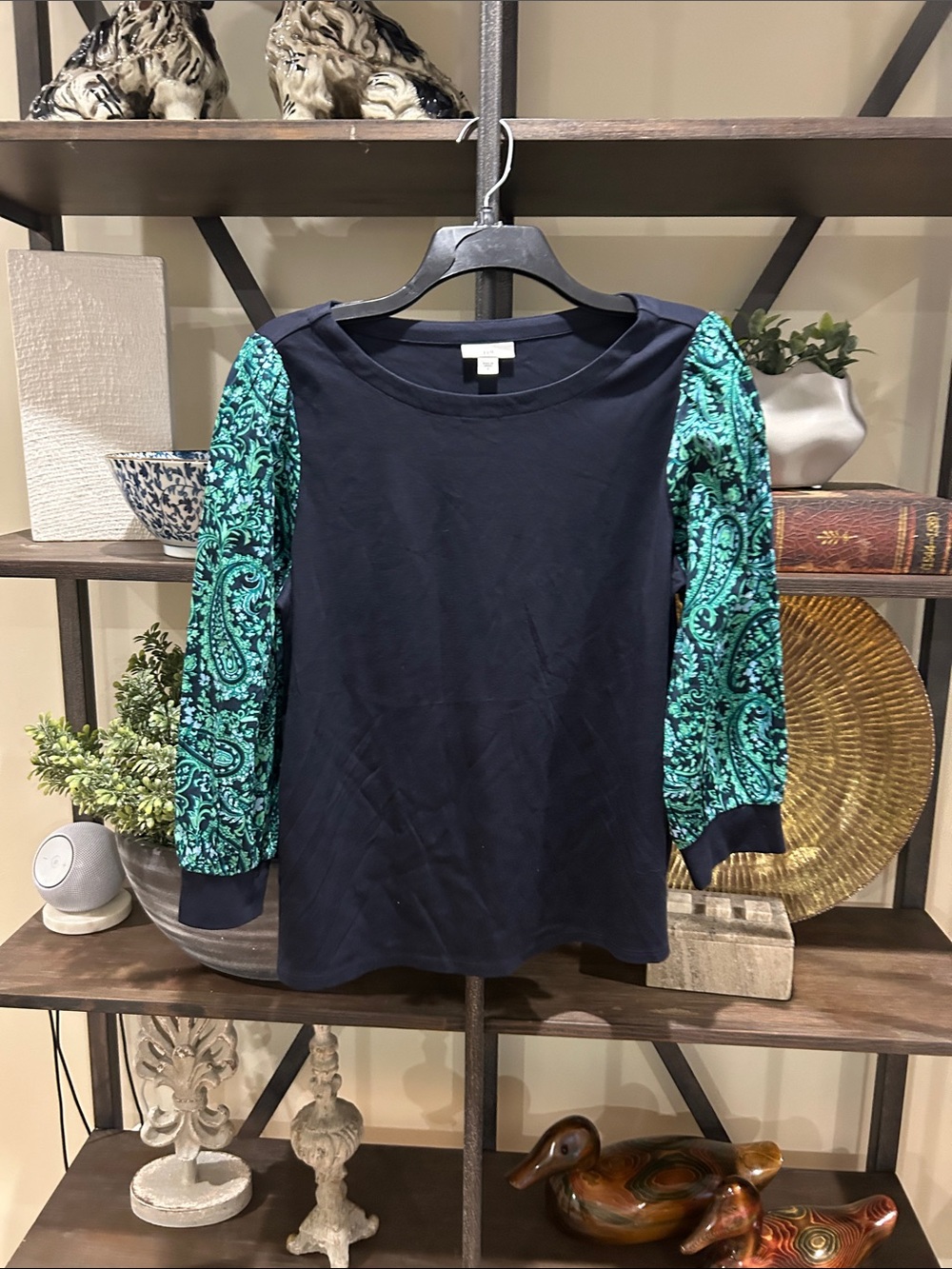 J. Jill Navy Simple Crewneck Tee